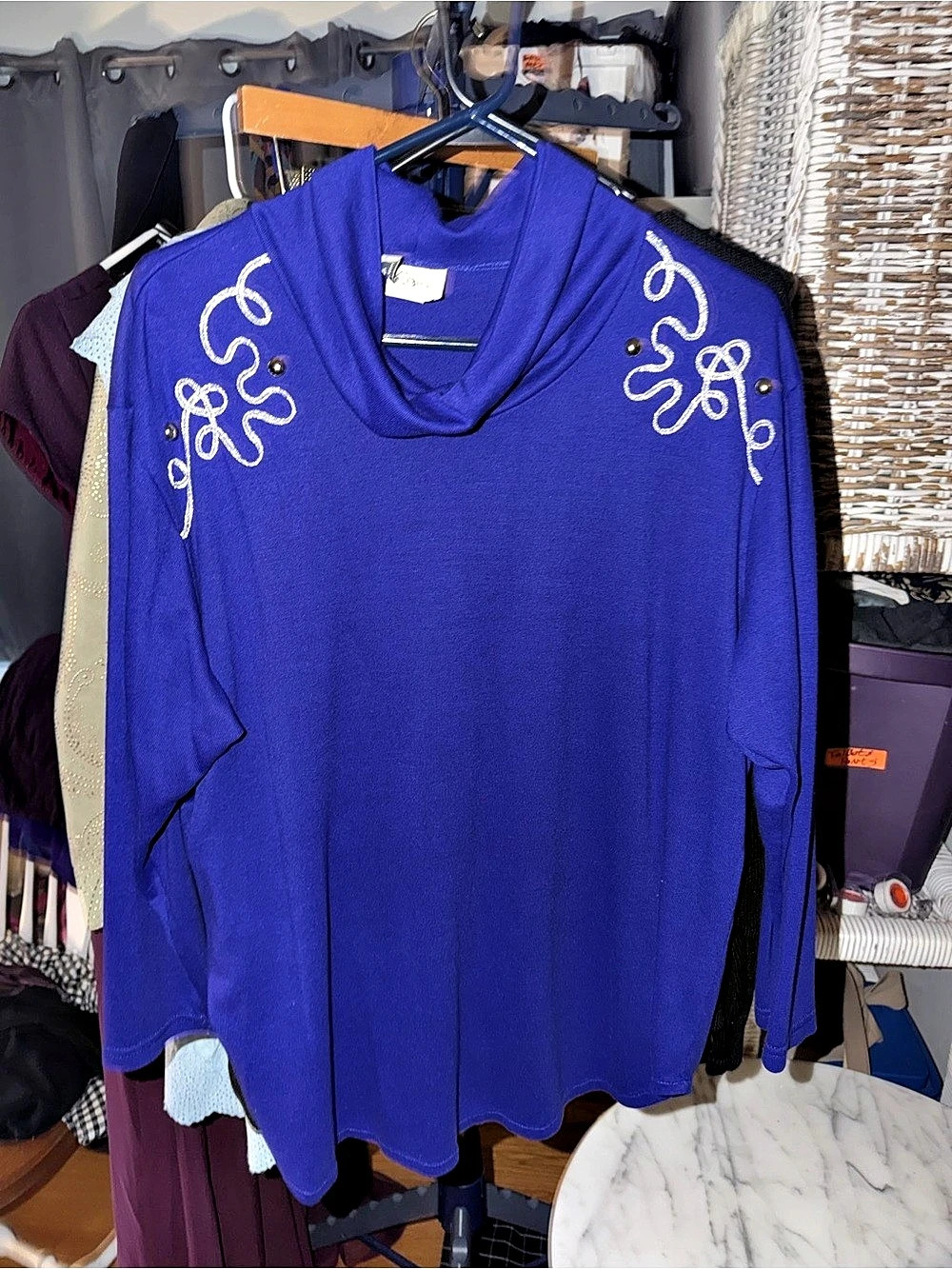 Y.S. Long Sleeve Embroidered Tunic in Blue